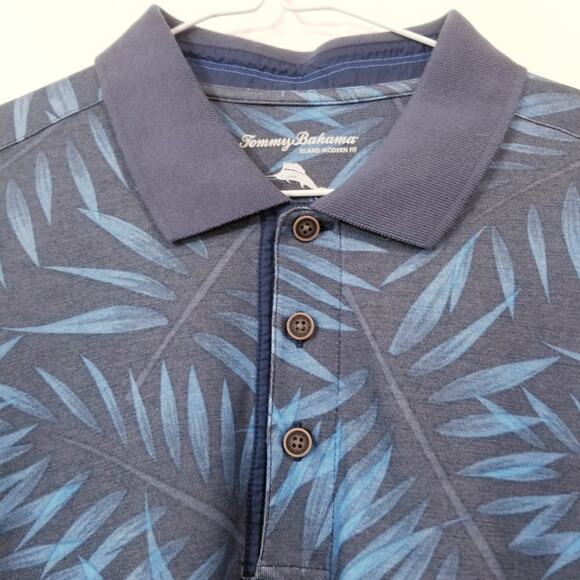 Tommy Bahama Island Modern Fit Tropical Leaf Print Collared Polo Shirt - Picture 2 of 10